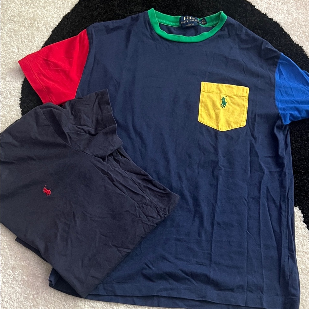 Polo by Ralph Lauren Navy Colorblock Tee…Comes With Both Shirts